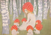 À la Mode in Mushrooms Mother Mushroom With Her Children (c. 1900), by Edward Okun. Image courtesy Art Renewal Center.