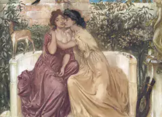 The Eternal Wisdom of Sappho Sappho and Erinna in a Garden at Mytilene (1864), by Simeon Solomon